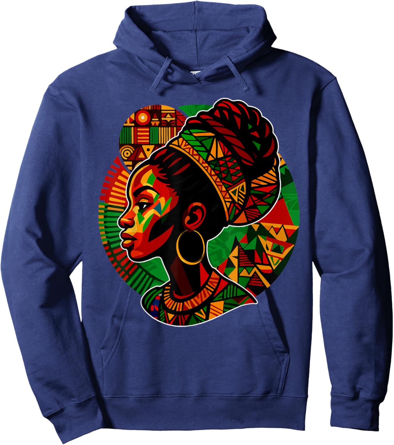 Black Queen Black History Month Women Girls Dashiki Print Hoodie - Hoodie | Navy
