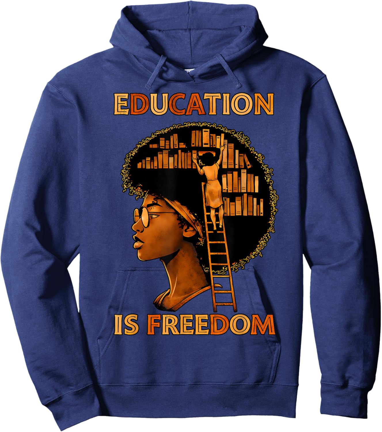 Education is Freedom Black Teacher Book Black History Month Hoodie - Hoodie | Navy