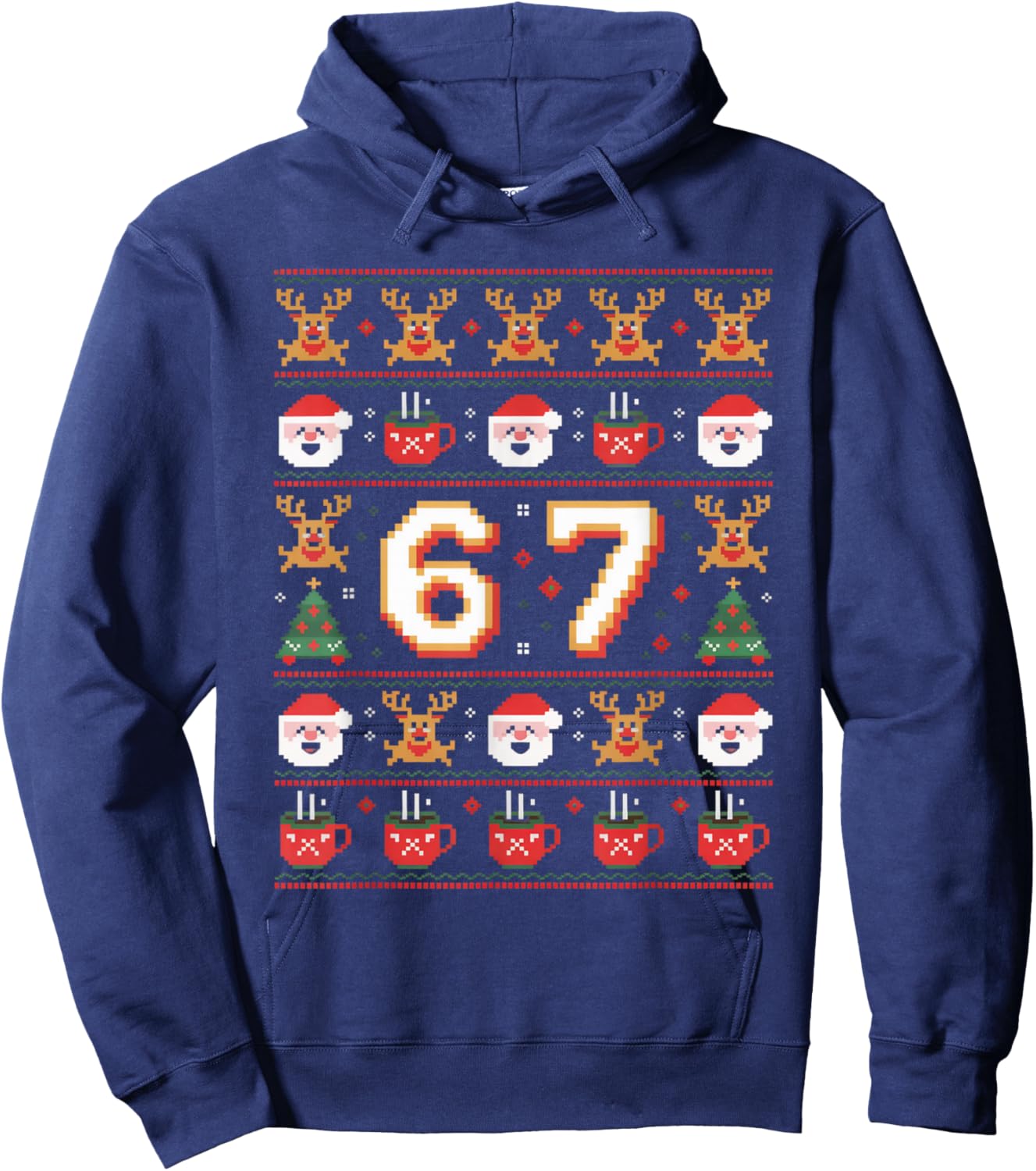 Christmas 67 Funny Xmas Six Seven Ugly Sweater 6-7 Hoodie - Hoodie | Navy