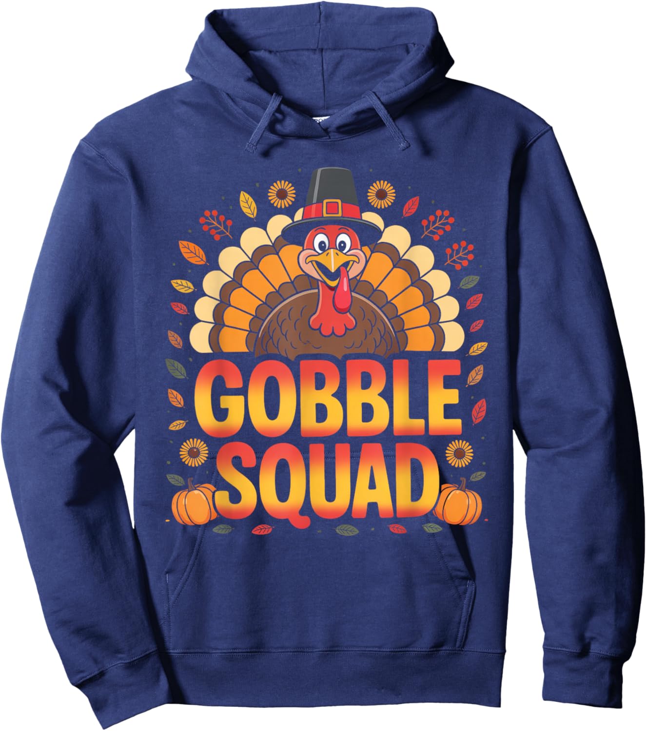 Gobble Squad Turkey Design Cafeteria Gobble Squad Turkey Hoodie - Hoodie | Navy