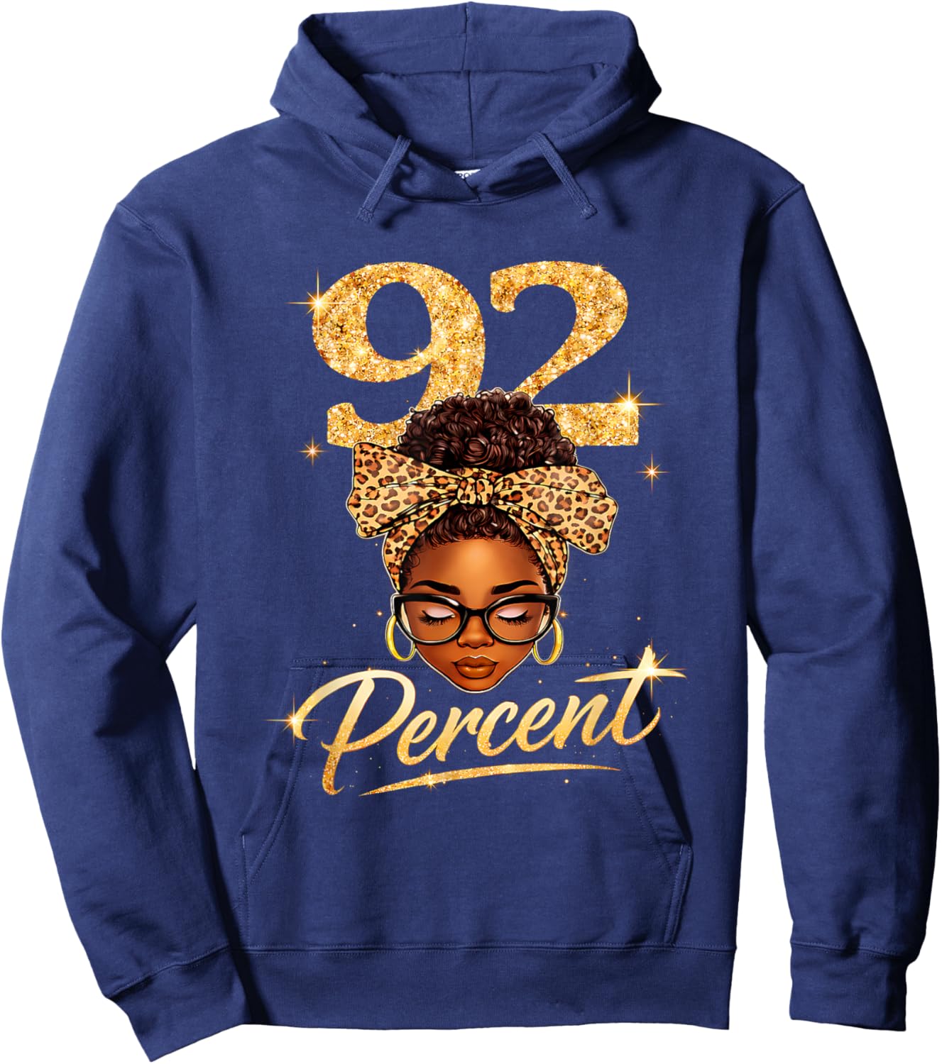 92 Percent Melanin Queen Afro 92% Black Women Hoodie - Hoodie | Navy