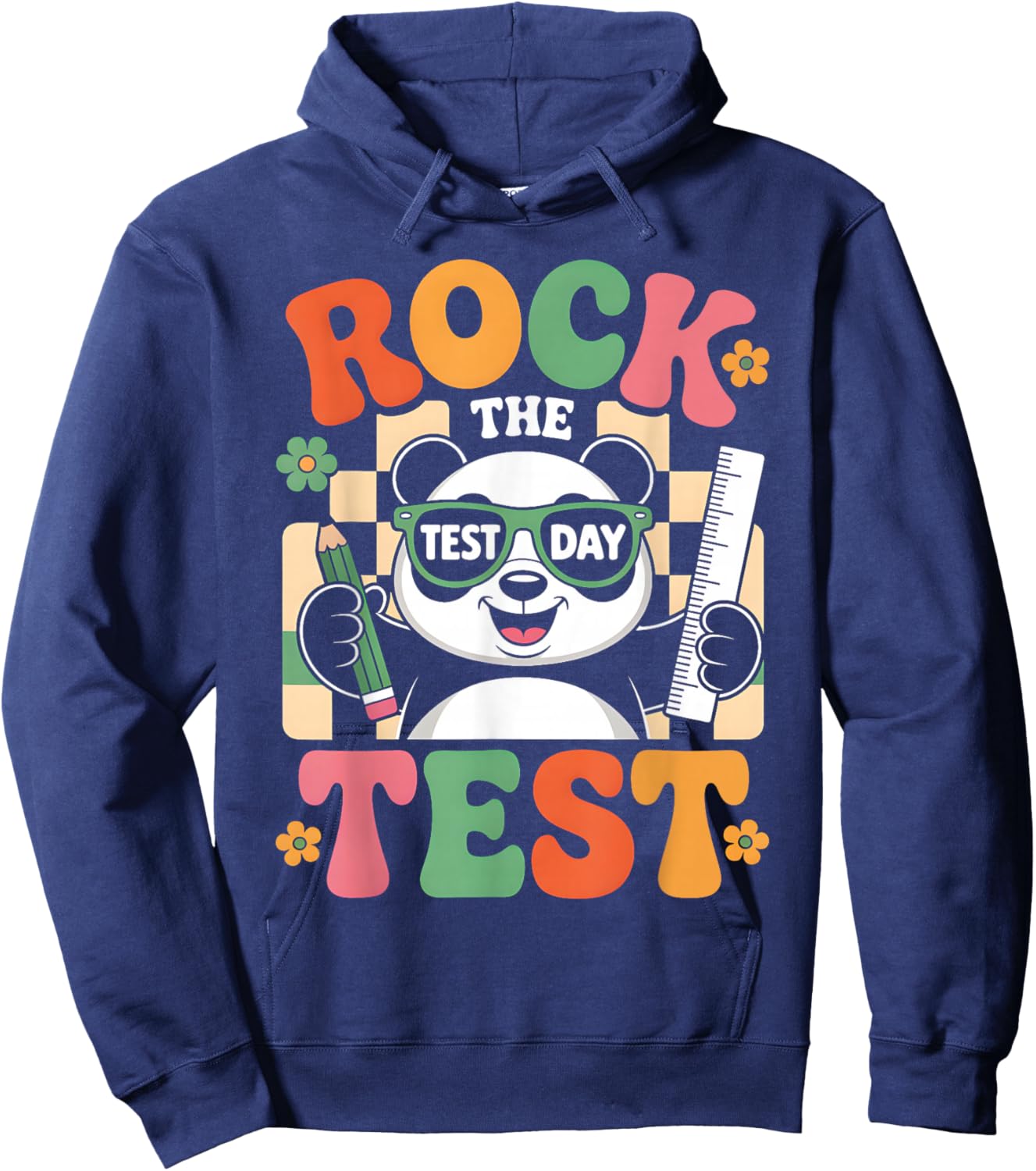Rock The Test Day Fun Panda Exam Cheer Funny School Teacher Hoodie - Hoodie | Navy