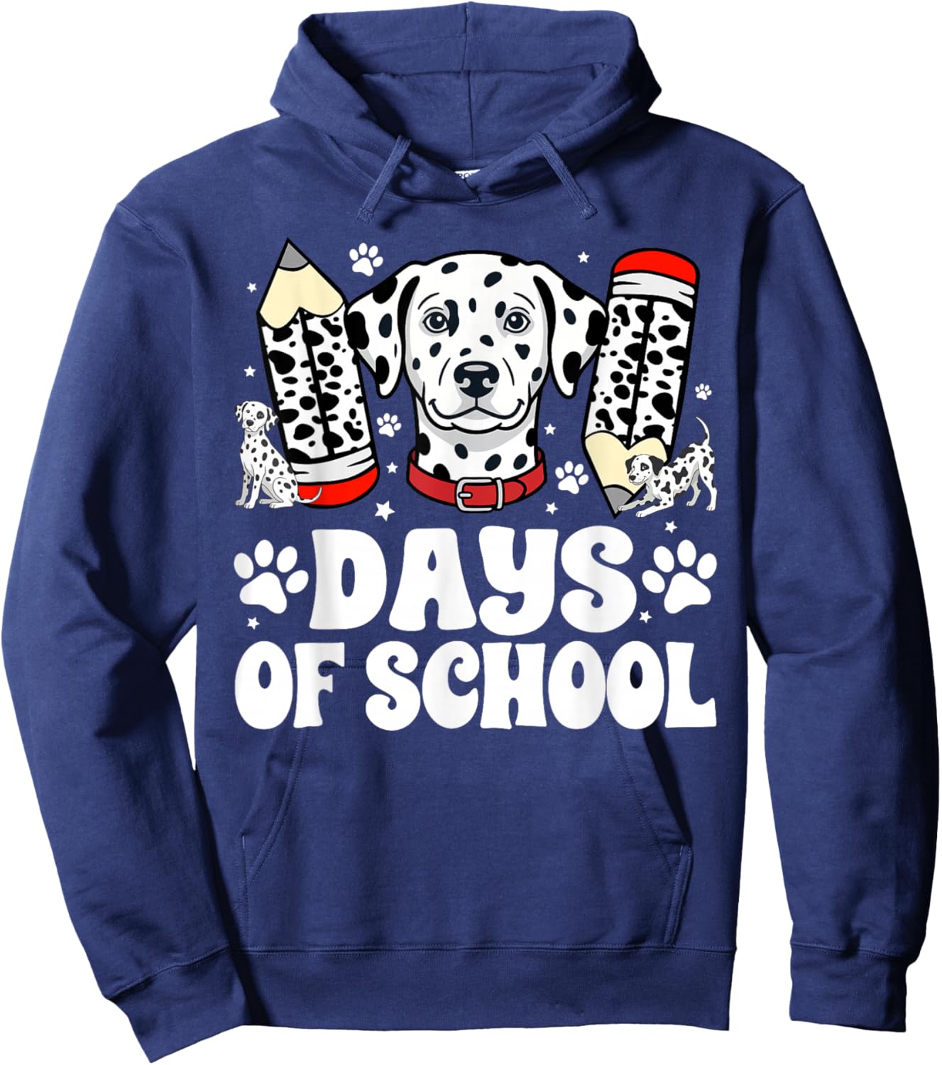 101 Days Smarter Funny Dog 100th Day of School Boys Girls Hoodie - Hoodie | Navy