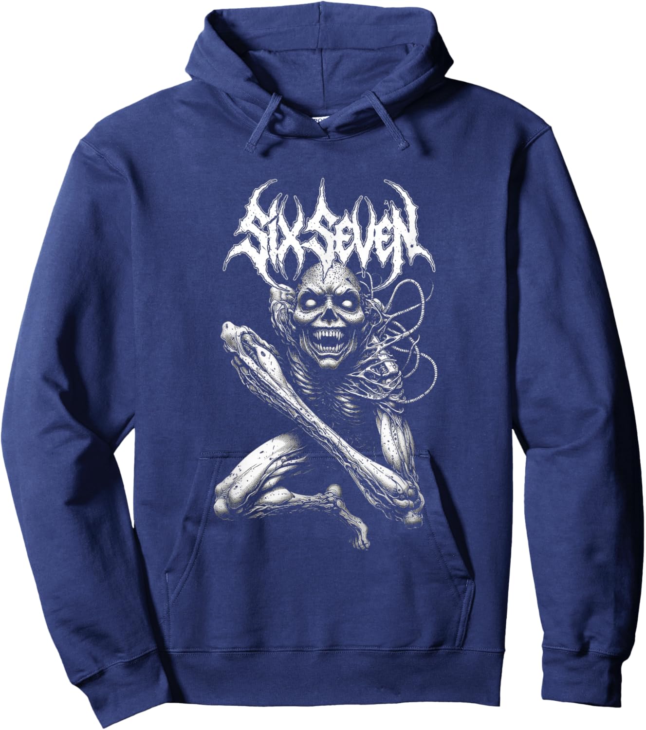 67 Six Seven Heavy Metal Death Metal Metalhead Brainrot Hoodie - Hoodie | Navy
