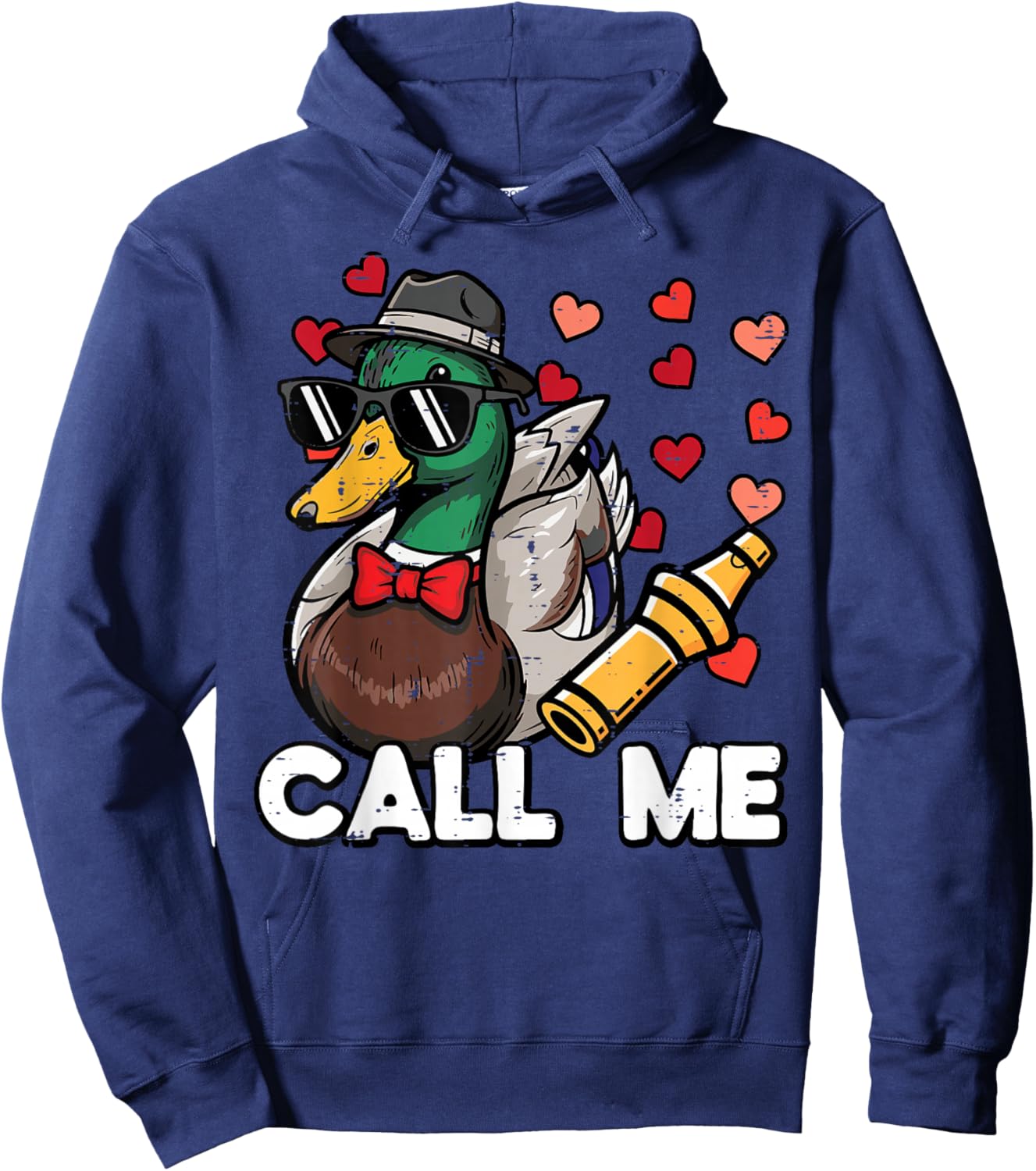 Valentines Day Hunting Duck Call Me Funny Men Women Kids Hoodie - Hoodie | Navy