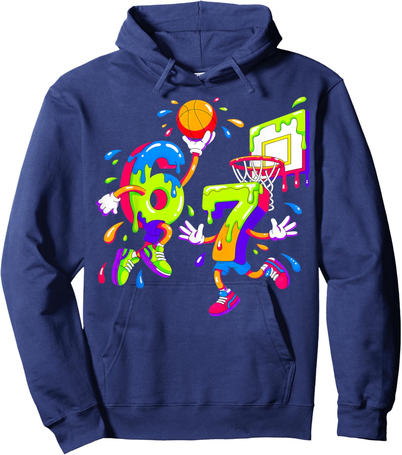 67 Basketball Drip Meme Gen Alpha Funny Number Design Hoodie - Hoodie | Navy