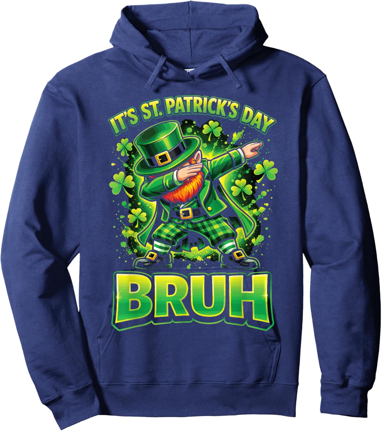 St Patricks Day Bruh for Boys Kids Funny Leprechaun Hoodie - Hoodie | Navy