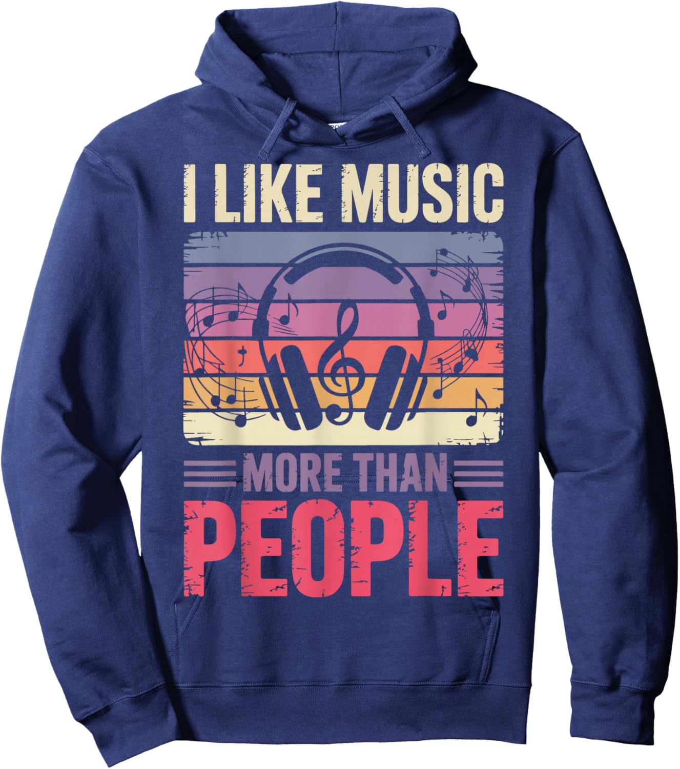 I Like Music More Than People Hoodie - Hoodie | Navy