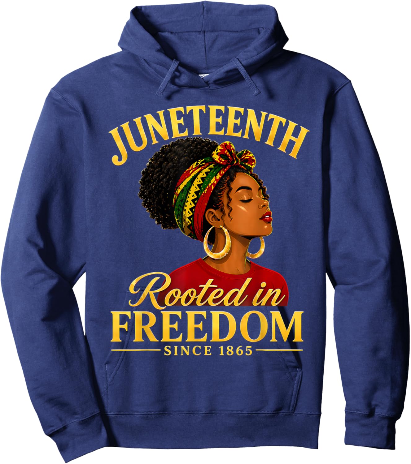 Juneteenth Black Women Rooted in Freedom Juneteenth Hoodie - Hoodie | Navy