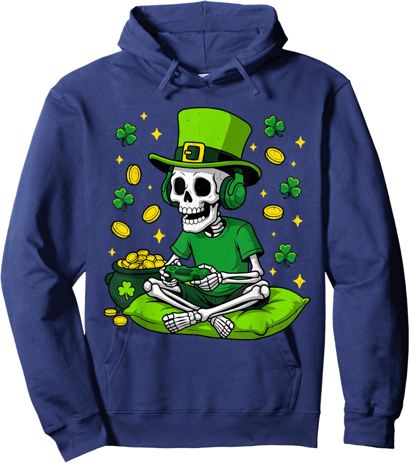 Boys St Patricks Day Irish Gamer Video Game Gaming Youth Kid Hoodie - Hoodie | Navy