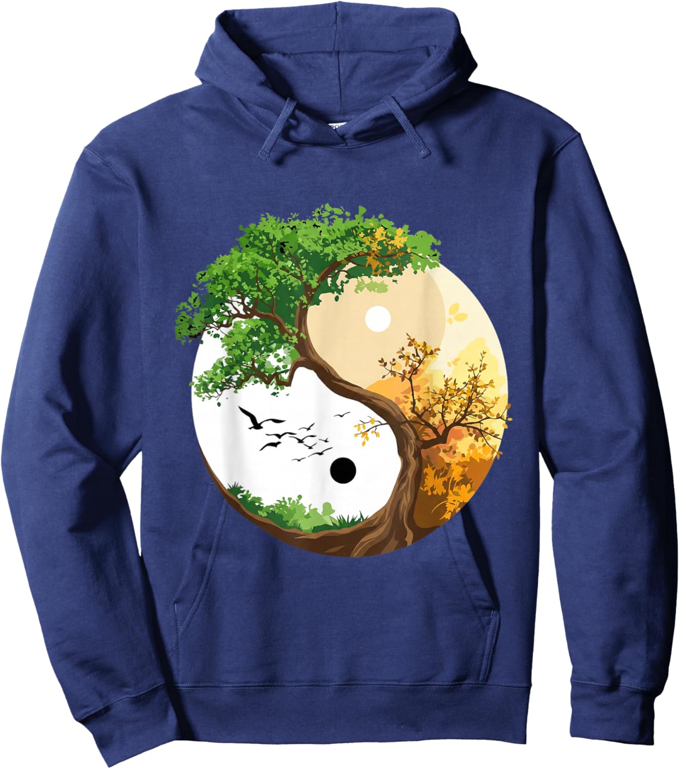 Yoga Chakra Tree of Life Hatha Wrinkled Hippoe Hoodie - Hoodie | Navy