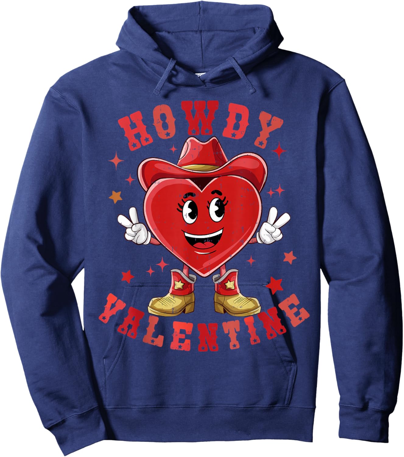 Howdy Valentine Hearts with Hat Valentines Day for Boys Girl Hoodie - Hoodie | Navy
