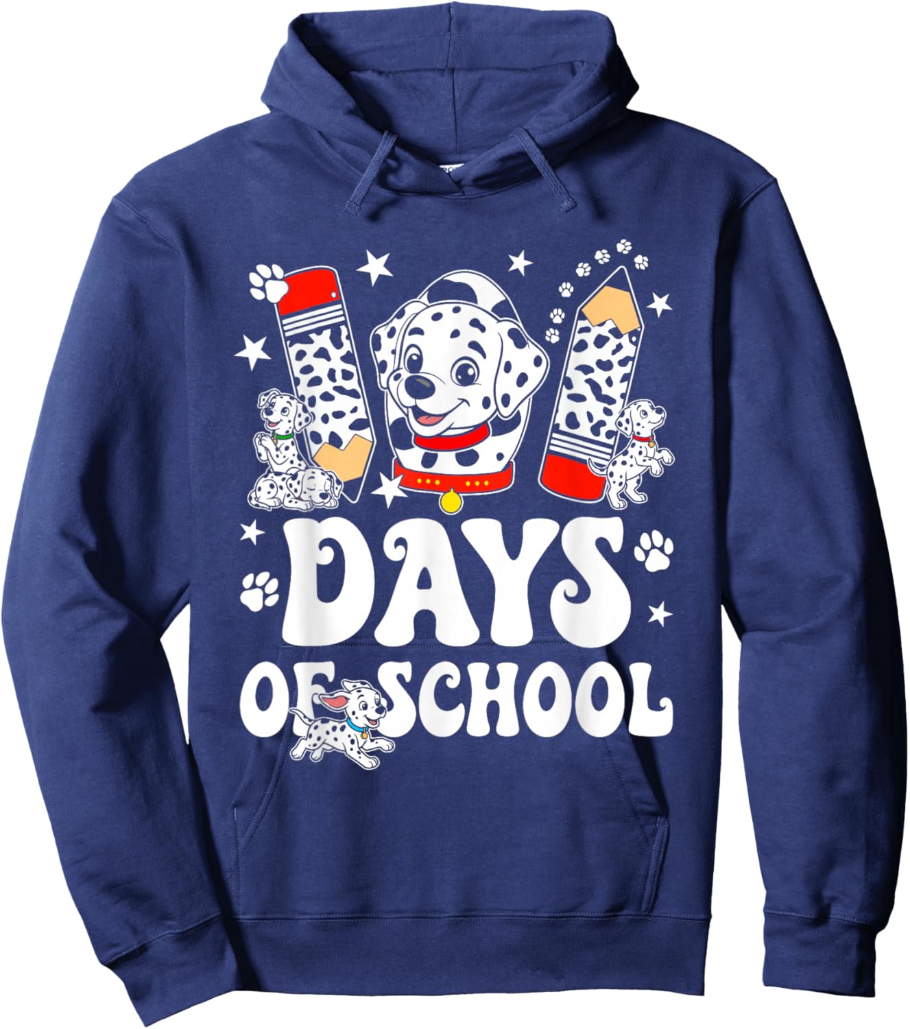 Happy 101 Days School Cute Dog 100 Days Smarter Student Kids Hoodie - Hoodie | Navy