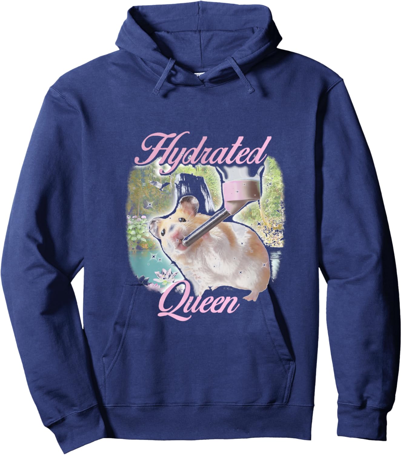 Trendy Apparel Hydrated Queen Cute Hamster Shining Lake Hoodie - Hoodie | Navy