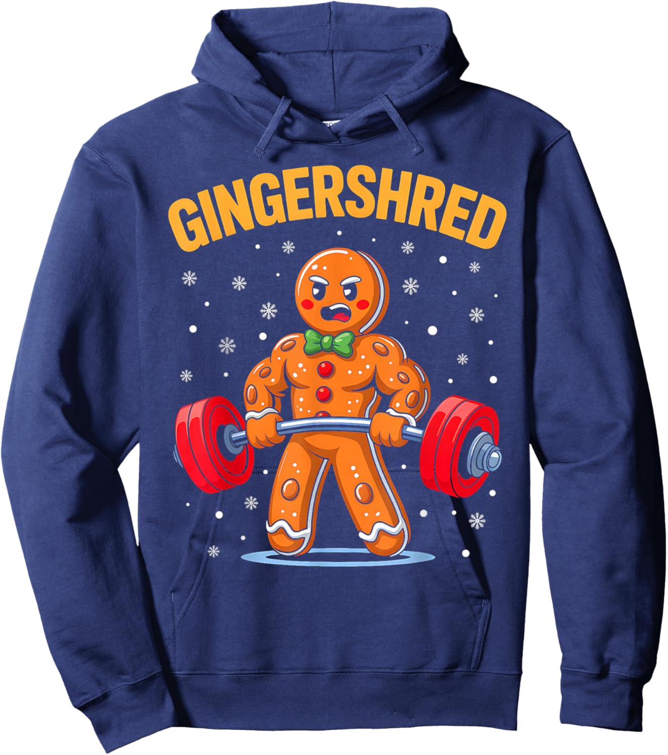 Funny Christmas Gingerbread Man Gym Bodybuilding Gingershred Hoodie - Hoodie | Navy