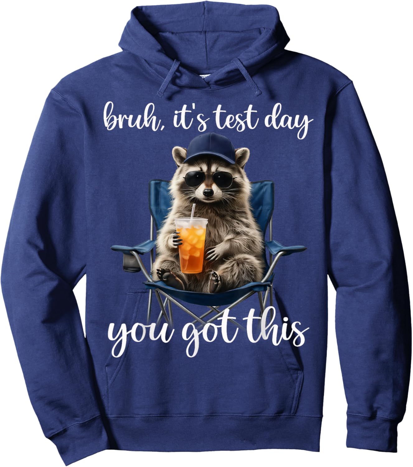 Funny Raccoon Bruh Its Test Day You Got This Teacher Student Hoodie - Hoodie | Navy