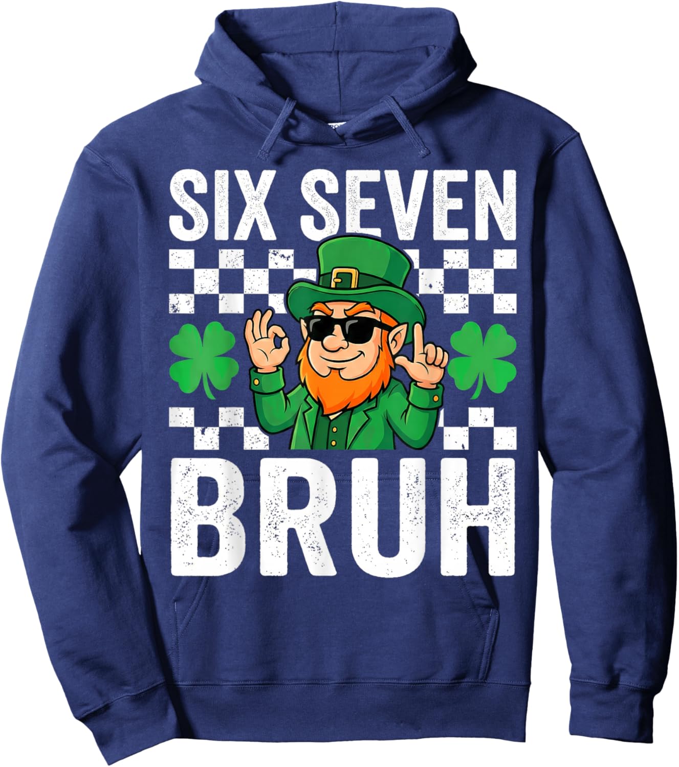 Boys St Patricks Day 6 7 Six Seven 67 Kids Girls Shamrock Hoodie - Hoodie | Navy
