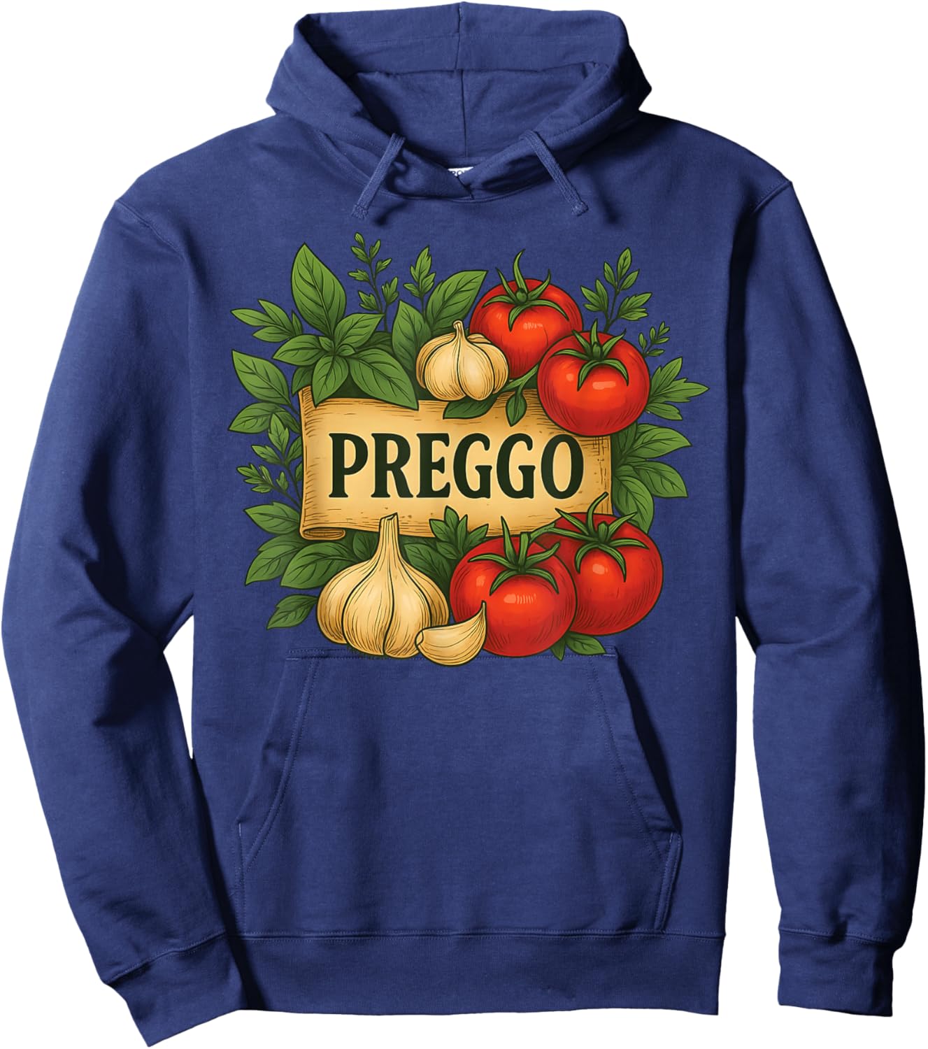 Cute Pregnancy Announcement Preggo Costume Prego Sauce Pasta Hoodie - Hoodie | Navy