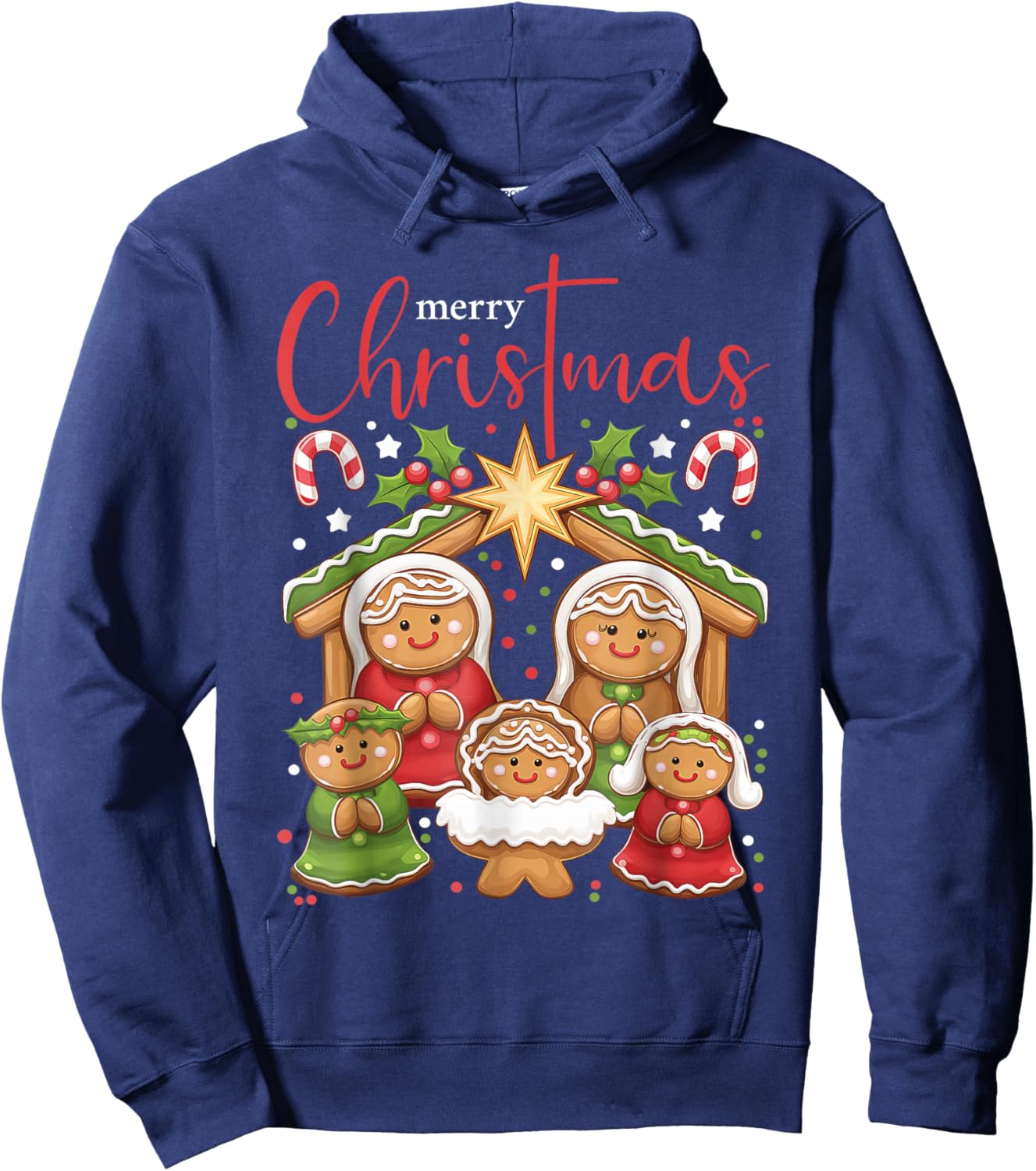 Jesus The Reason Gingerbread Christmas Christian Nativity Hoodie - Hoodie | Navy