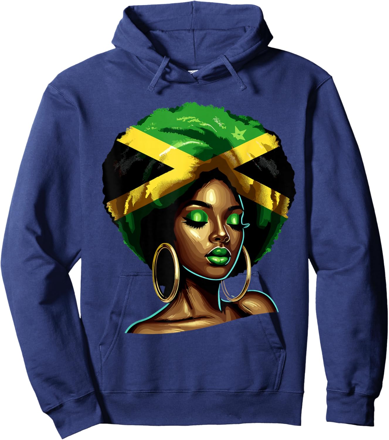 Jamaican Black Woman Melanin Jamaican Girls Afro Hoodie - Hoodie | Navy