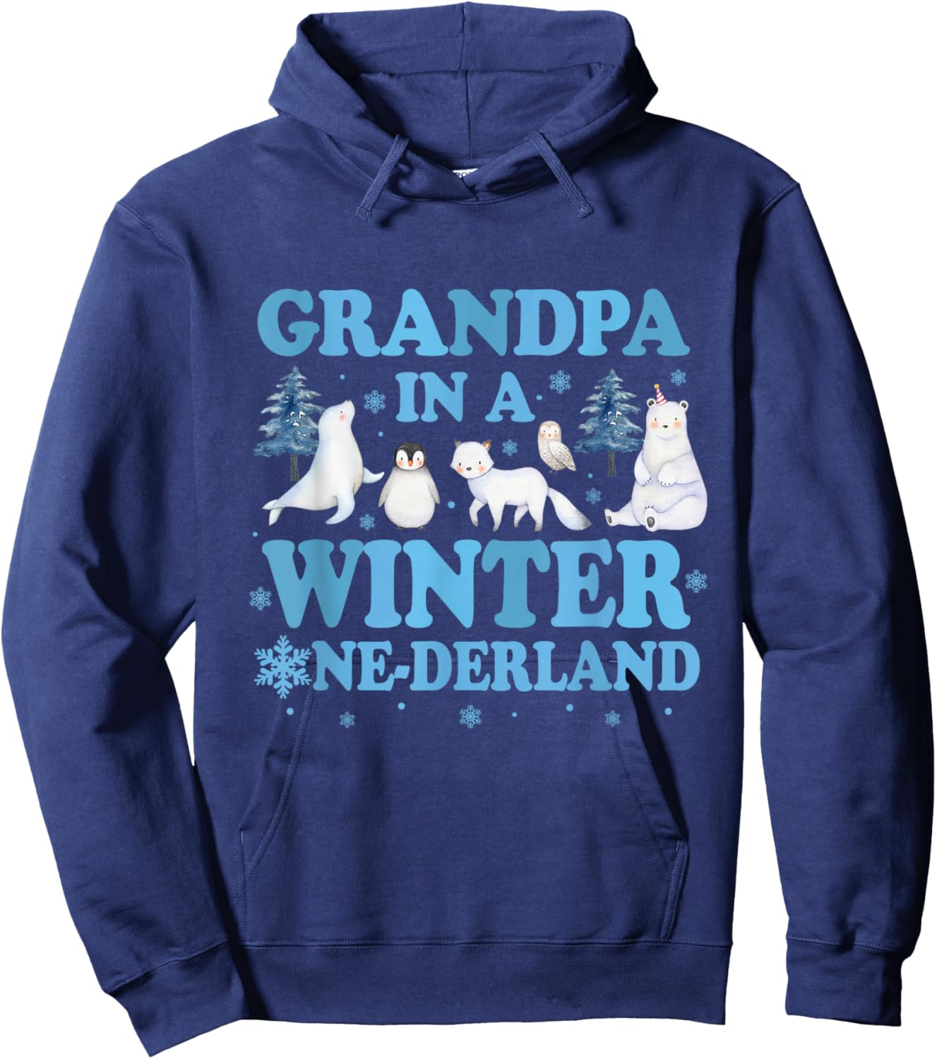 Grandpa in a Winter Onederland Birthday Boy Arctic Animals Hoodie - Hoodie | Navy
