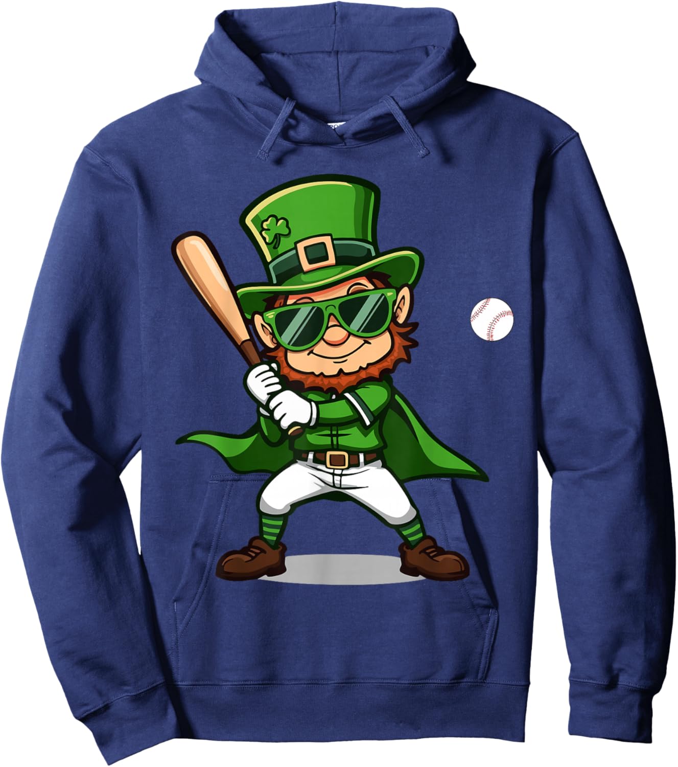 Funny St. Patrick’s Day Leprechaun Baseball Irish Graphic Hoodie - Hoodie | Navy