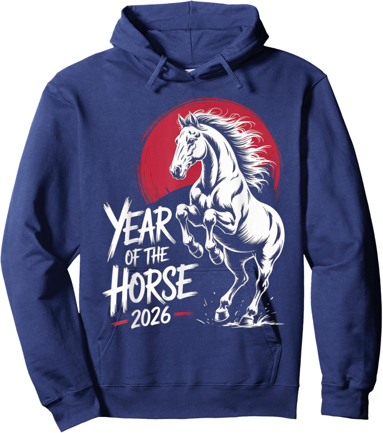 Year of The Horse 2026 Brush Horse Zodiac Hoodie - Hoodie | Navy