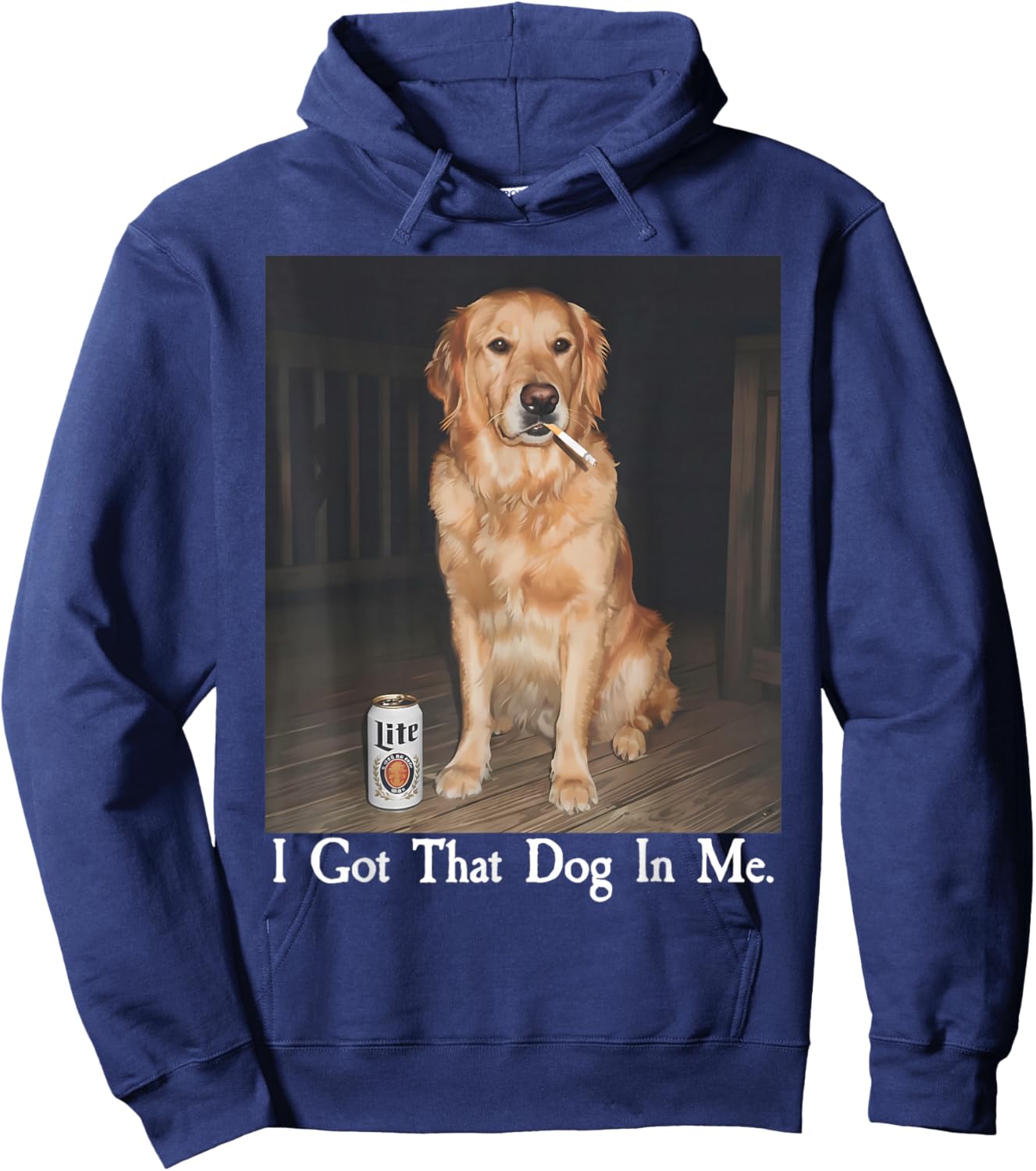 I Got That Dog in Me Golden Retriever Smoking Beer Dog Meme Hoodie - Hoodie | Navy
