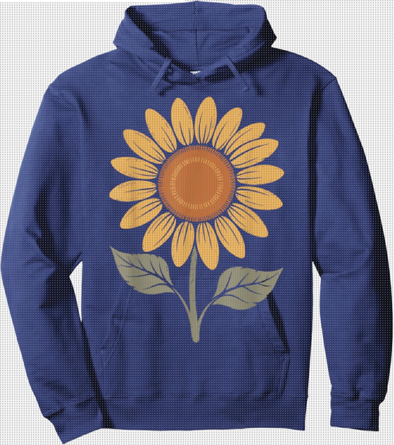 Cute Sunflower Vintage Boho Art Floral Botanical Wildflower Hoodie - Hoodie | Navy