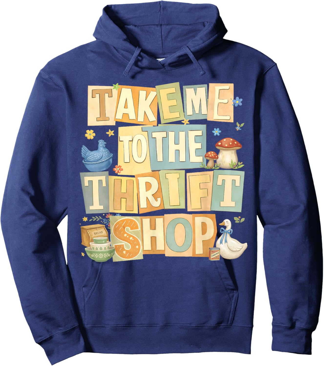 Vintage Thrifting Take Me to The Thrift Shop Thrifted Goose Hoodie - Hoodie | Navy