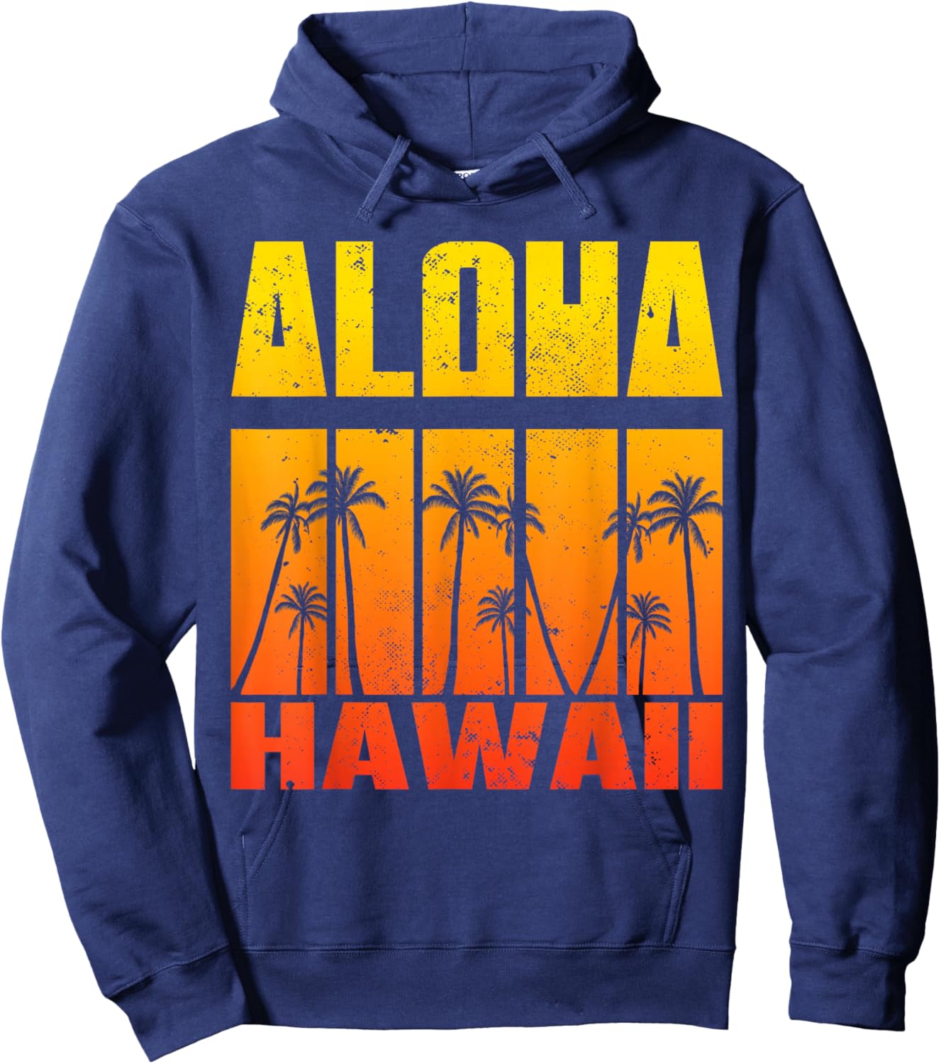 Aloha Hawaii Palm Tree Tropical Hawaiian Island Retro Surfer Hoodie - Hoodie | Navy