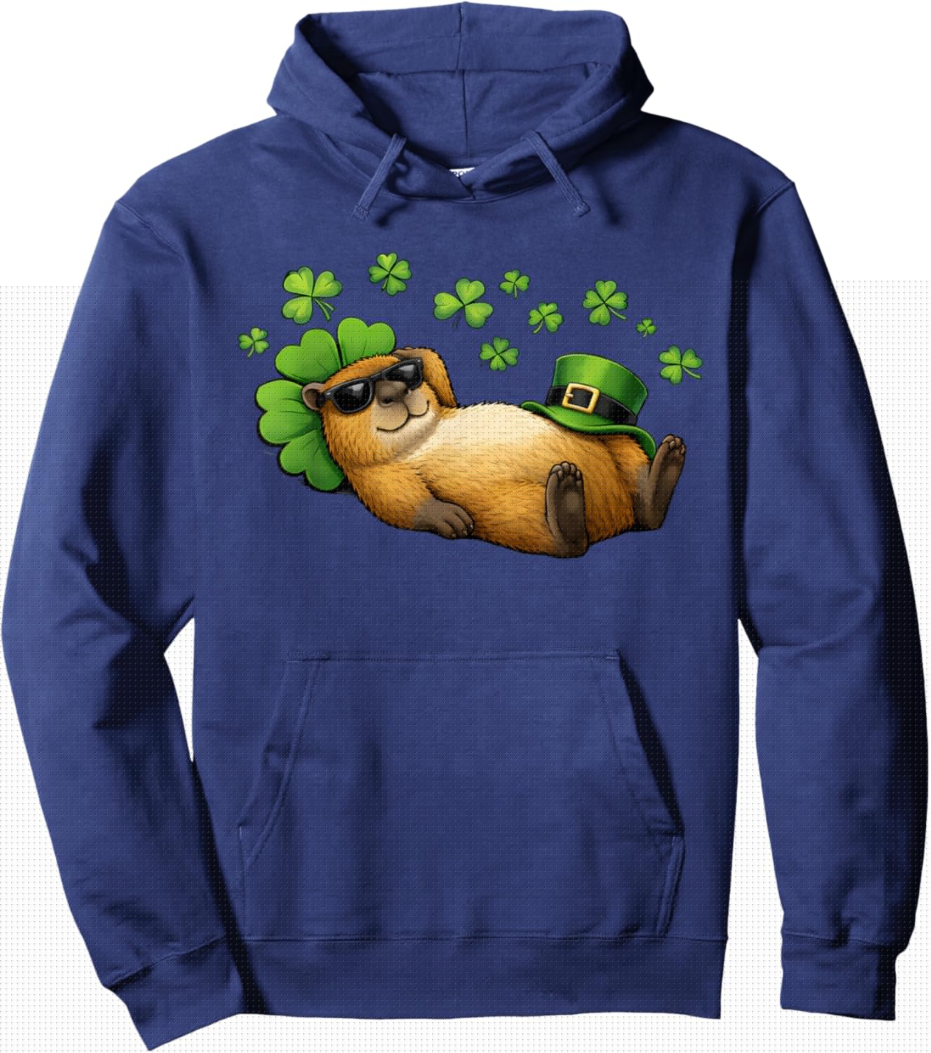Funny St Patricks Day Capybara Leprechaun Hat Shamrock Kids Hoodie - Hoodie | Navy