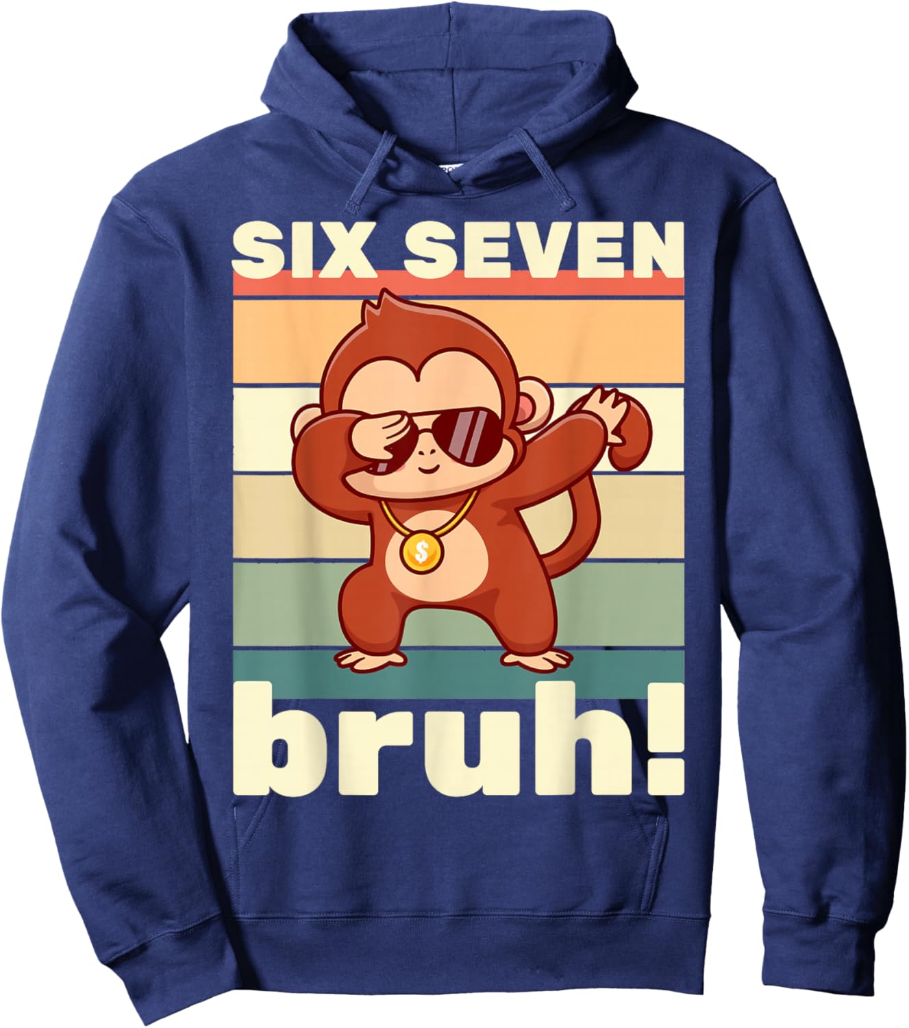 67 Meme Funny Six Seven Bruh Kids Boys Girls Dabbing Monkey Hoodie - Hoodie | Navy