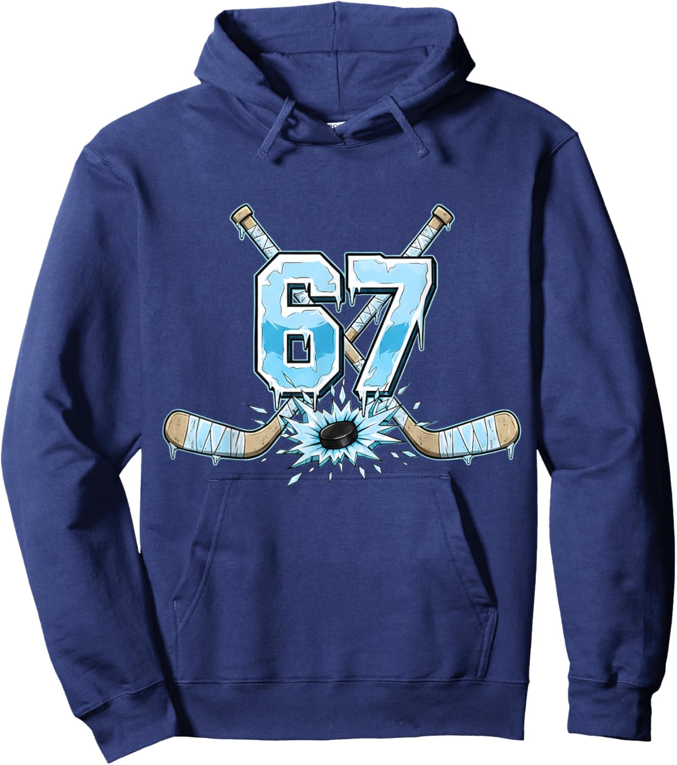 67 Hockey Drip Six Seven Meme 6 7 Boys Teens Kids Ice Hockey Hoodie - Hoodie | Navy