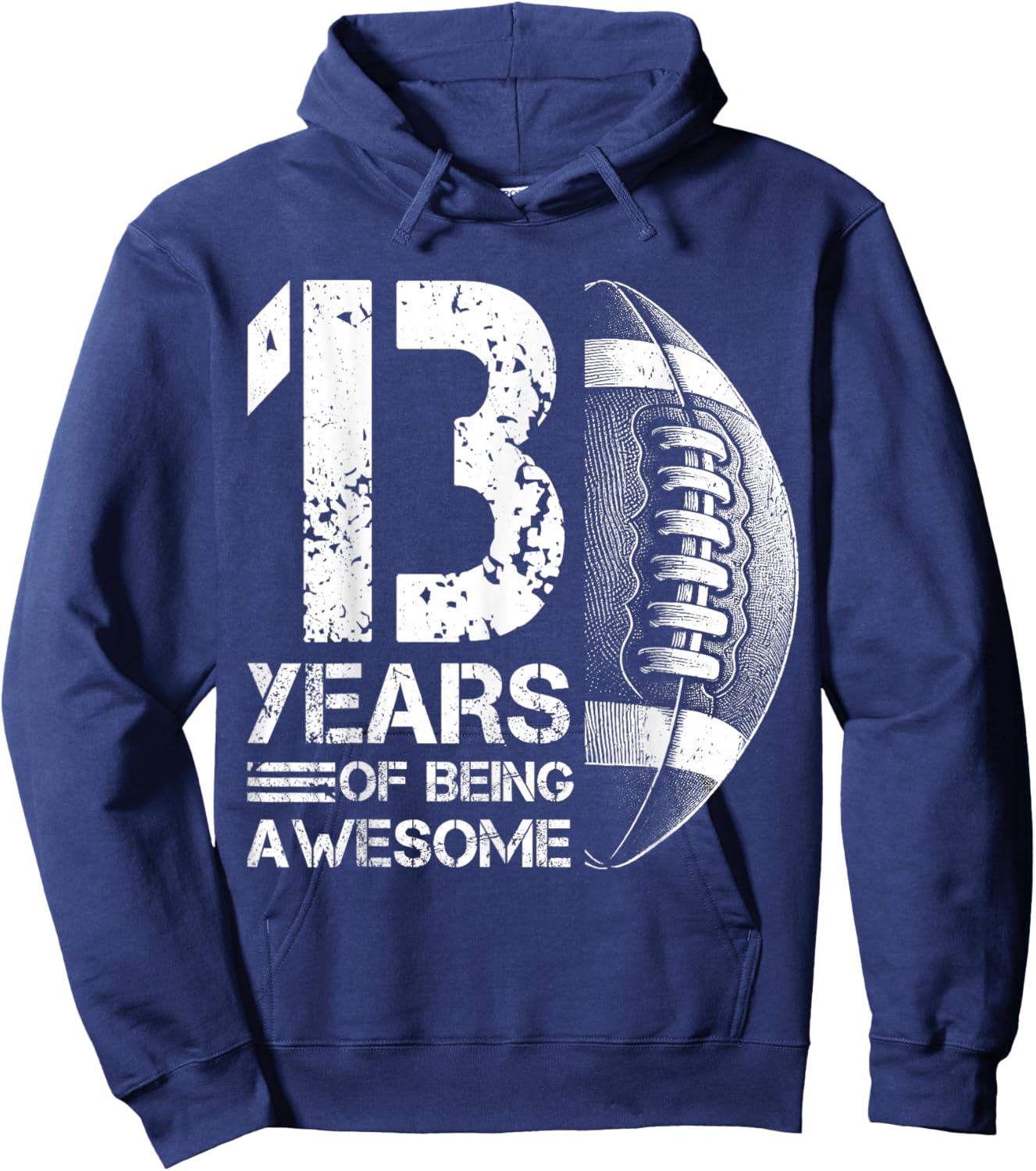 13th Birthday Retro American Football 13 Years Old Boy Girl Hoodie - Hoodie | Navy