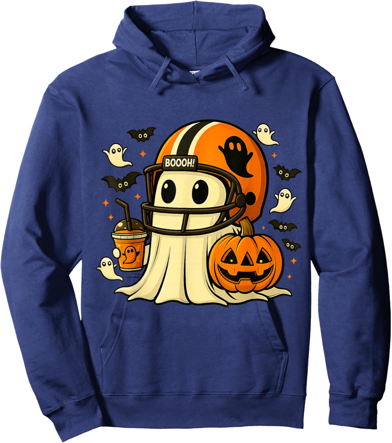 Ghost Ready for Football, Halloween and Pumpkin Patch Season Hoodie - Hoodie | Navy