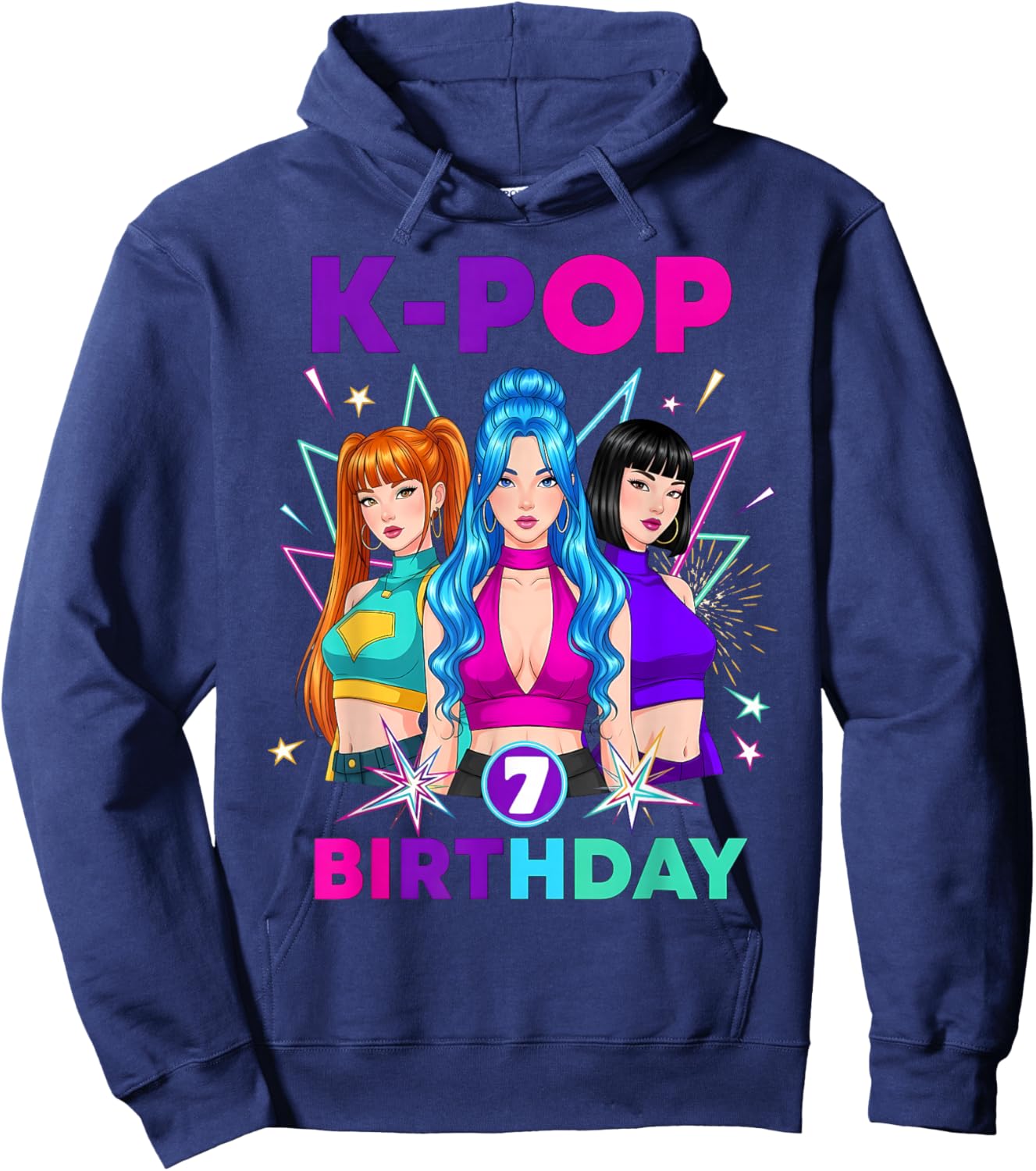 7 Years Old Birthday K Pop Kids 7th Birthday Girls K-pop Hoodie - Hoodie | Navy