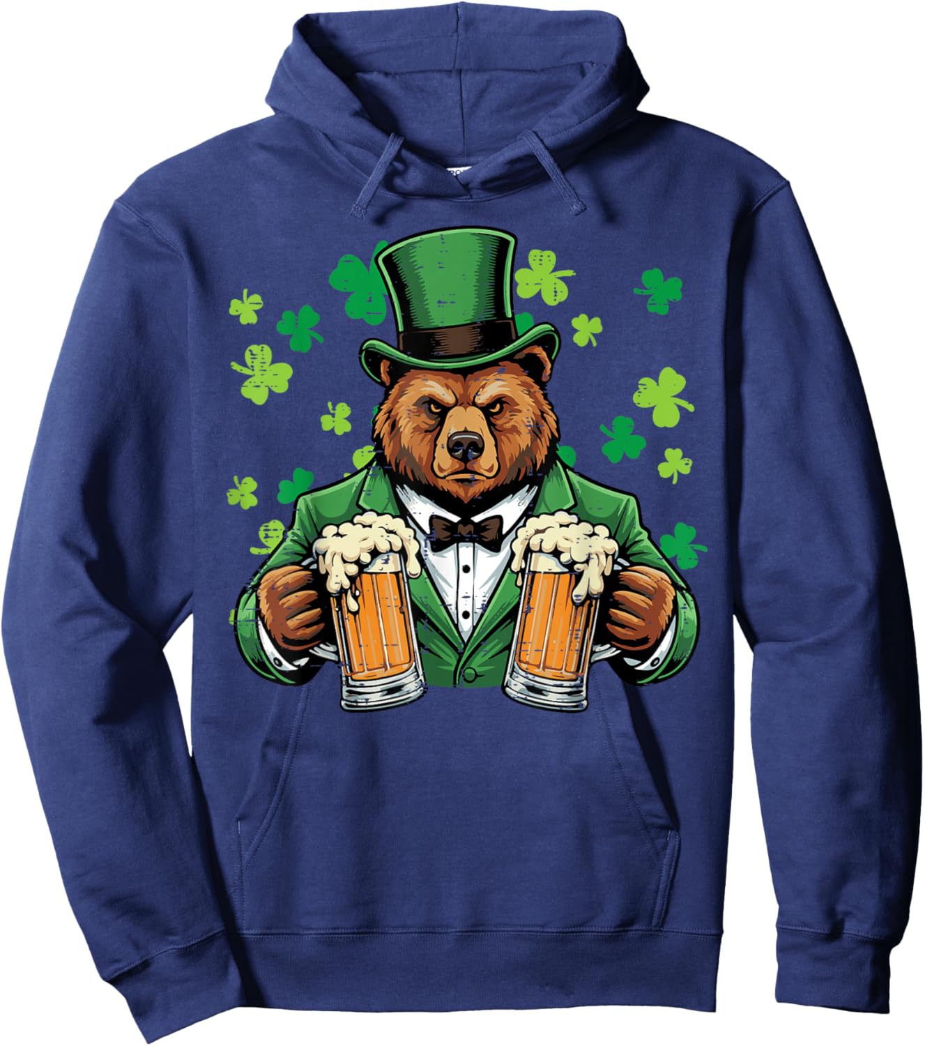 St Patricks Day Bear Funny Irish Pub Paddys Men Women Hoodie - Hoodie | Navy