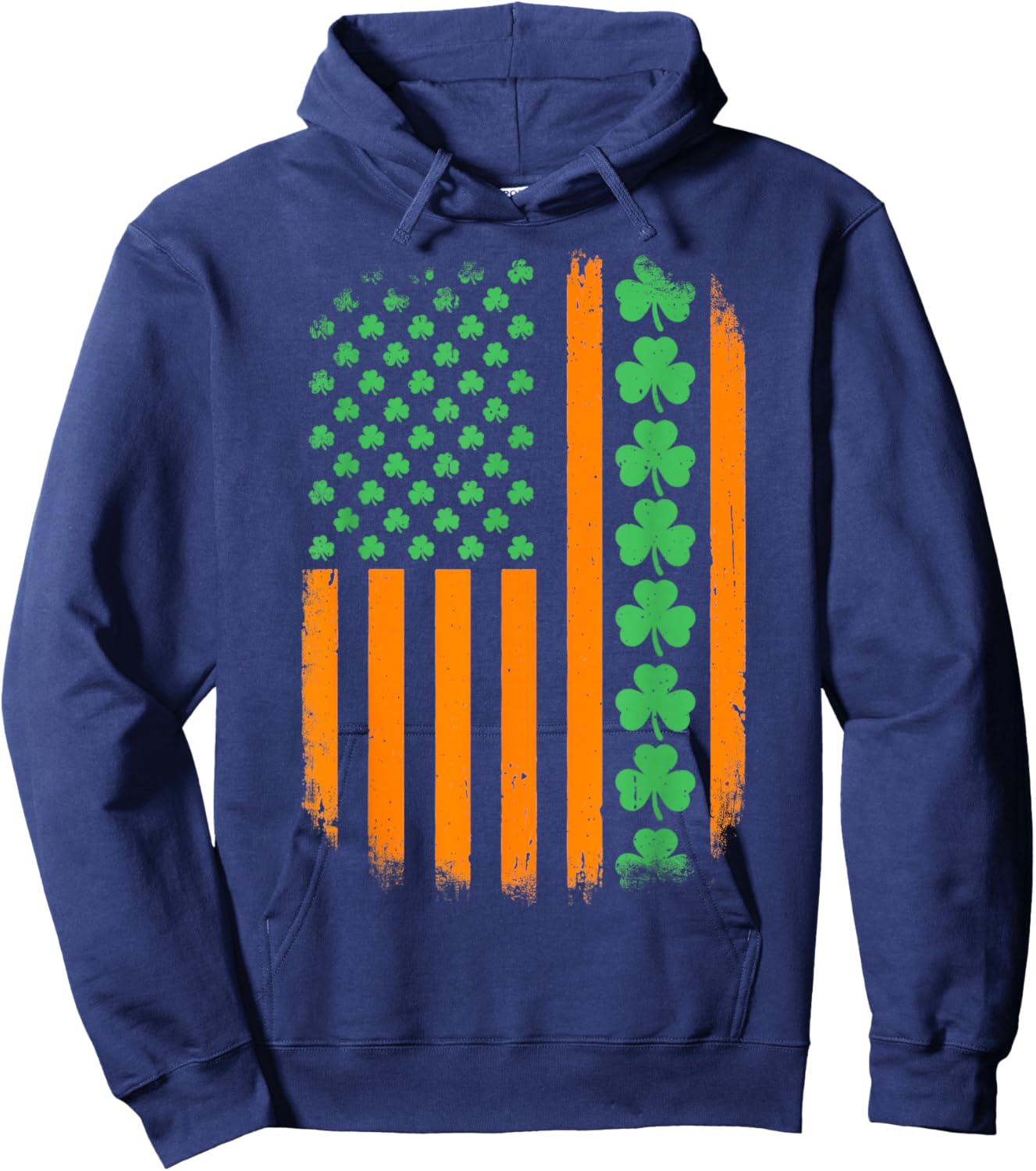 Shamrock Irish American Flag Hoodie - Hoodie | Navy