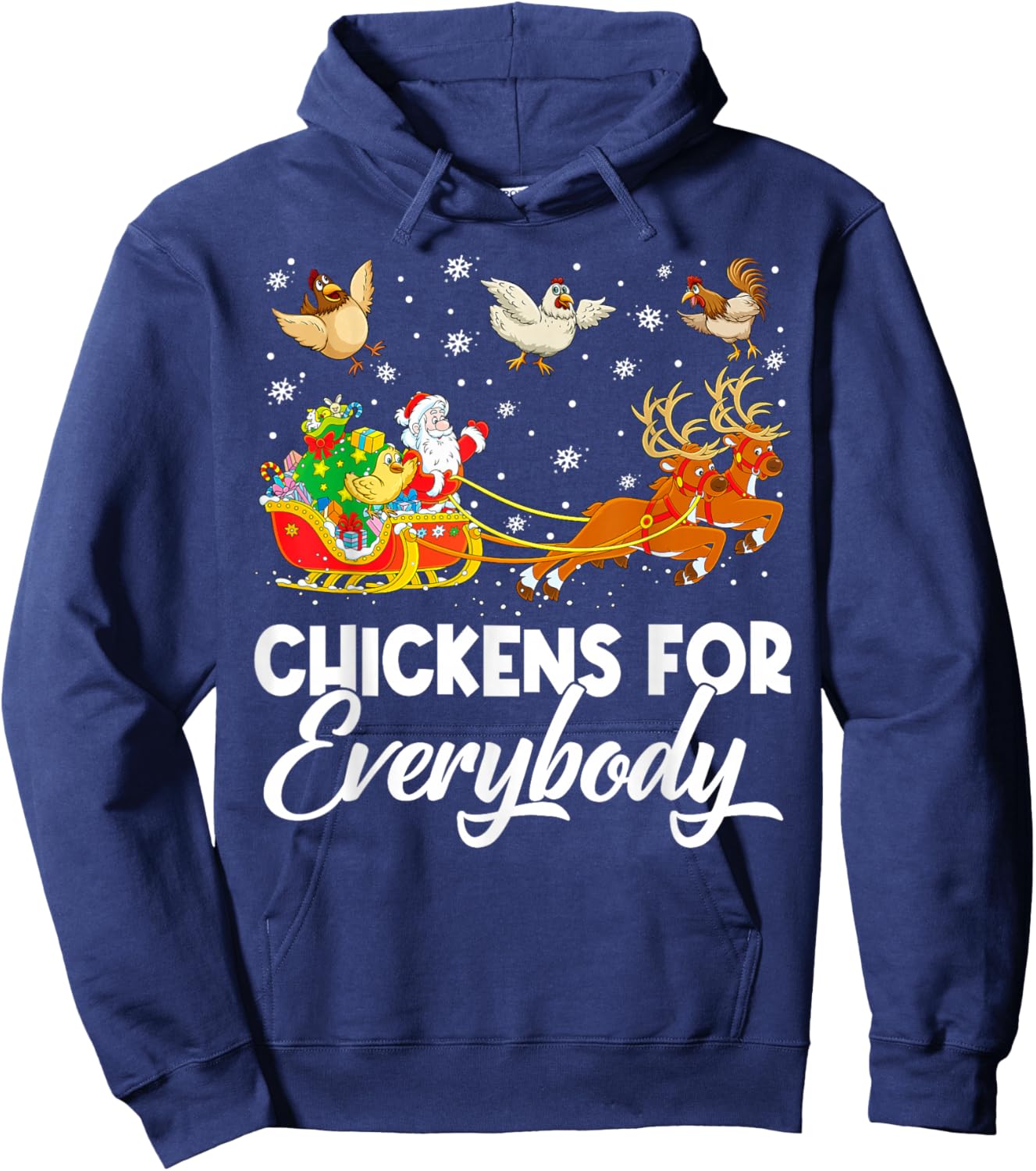 Chickens for Everybody Santa Sleigh Merry Christmas Pajamas Hoodie - Hoodie | Navy