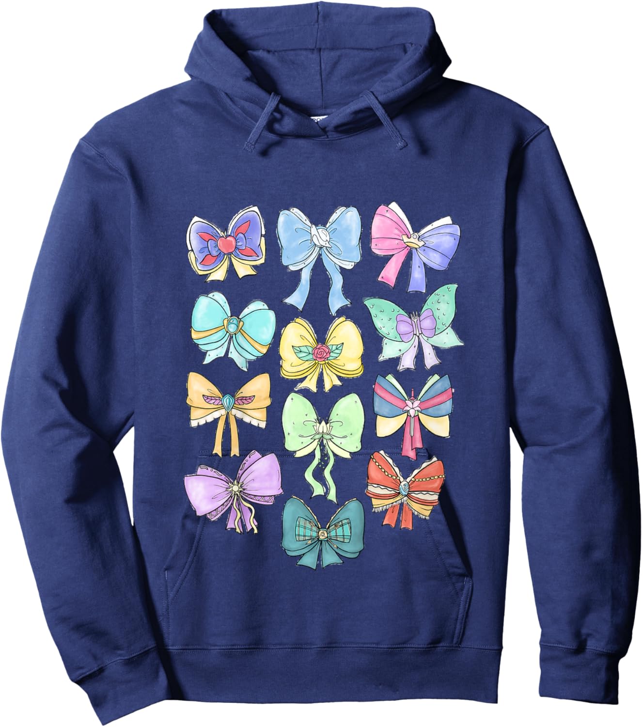 Disney Princess Cute Ribbons and Bows Pastel Colors Logo Hoodie - Hoodie | Navy