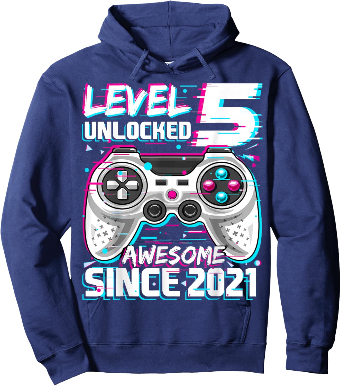 Level 5 Unlocked Birthday Boy Gamer 5 Year Video Game 2021 Hoodie - Hoodie | Navy