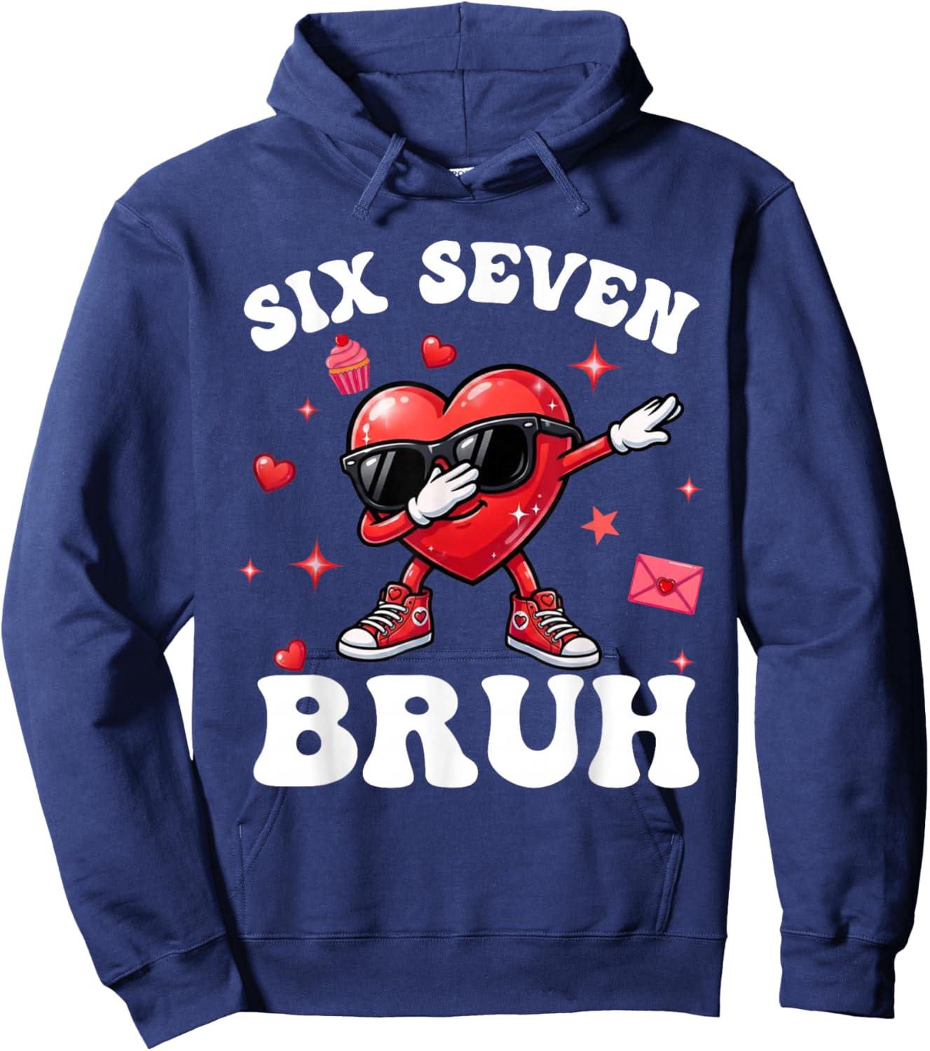 Bruh 67 Six Seven Meme Dab Heart Boys Kids Valentines Day Hoodie - Hoodie | Navy