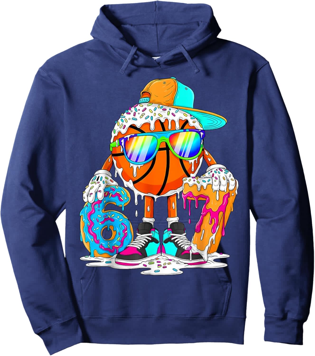 Basketball 67 Six Seven Funny Gen Alpha Meme Ice Cream Drip Hoodie - Hoodie | Navy