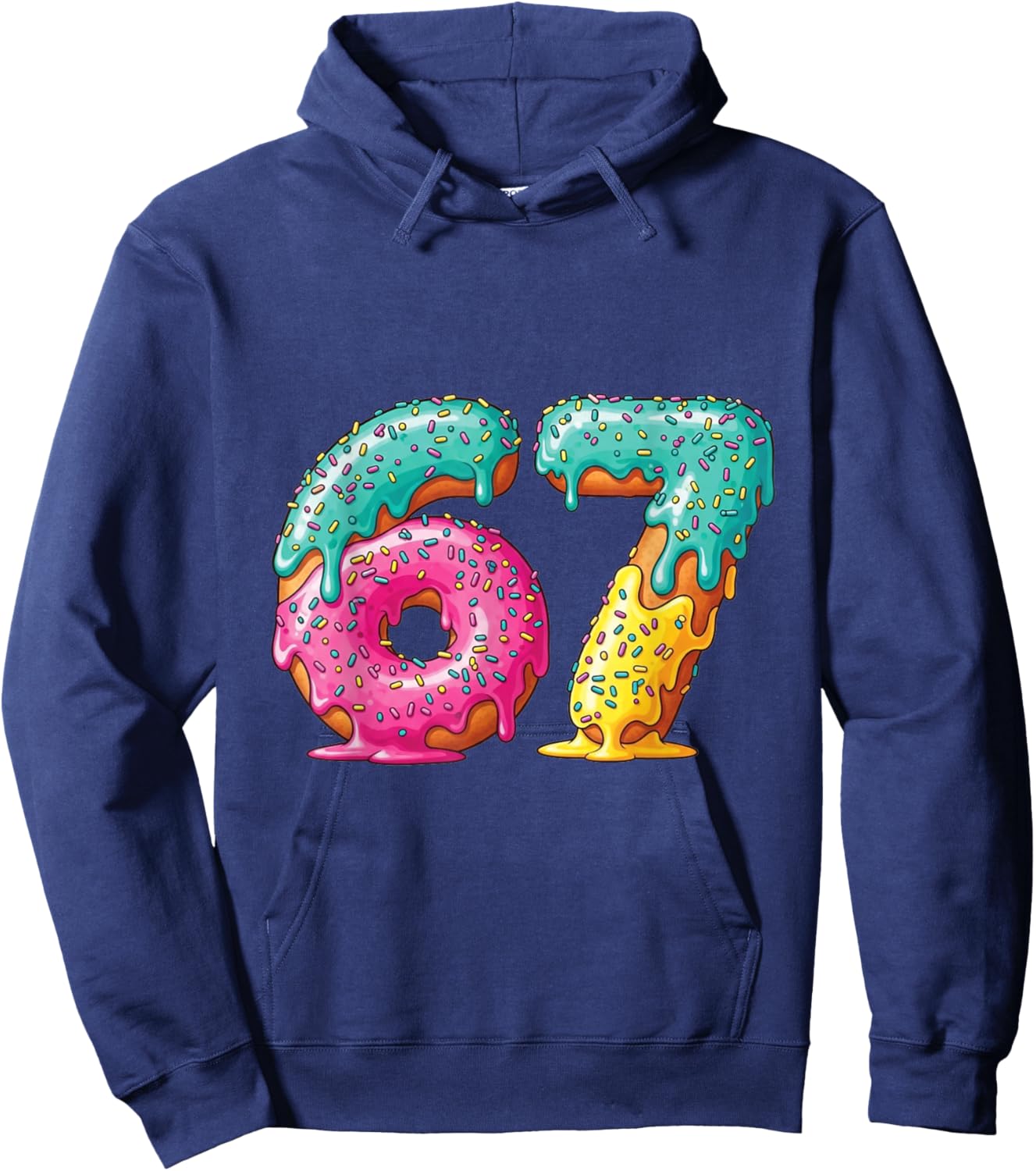 67 Meme Shirt Donut Drip Funny Number Gen Alpha Hoodie - Hoodie | Navy