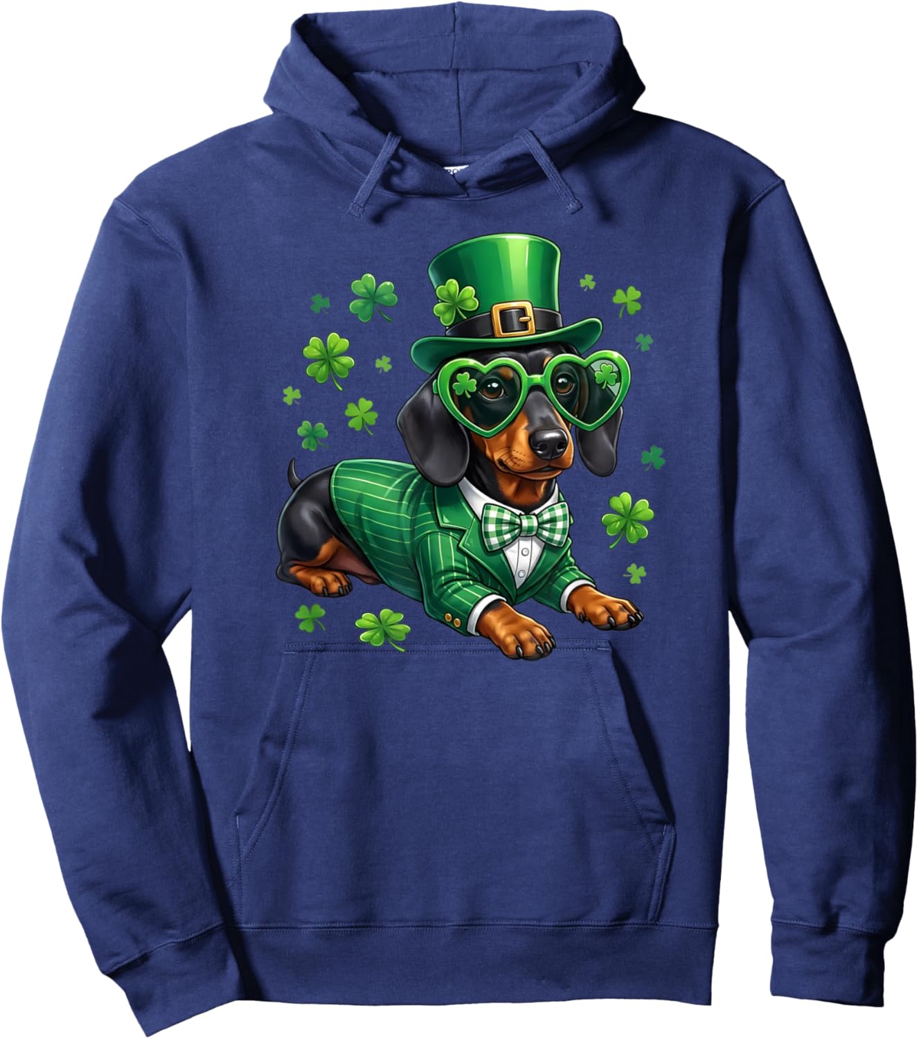 Funny Dachshund Shamrock St Patricks Day Irish Dog Lover Hoodie - Hoodie | Navy