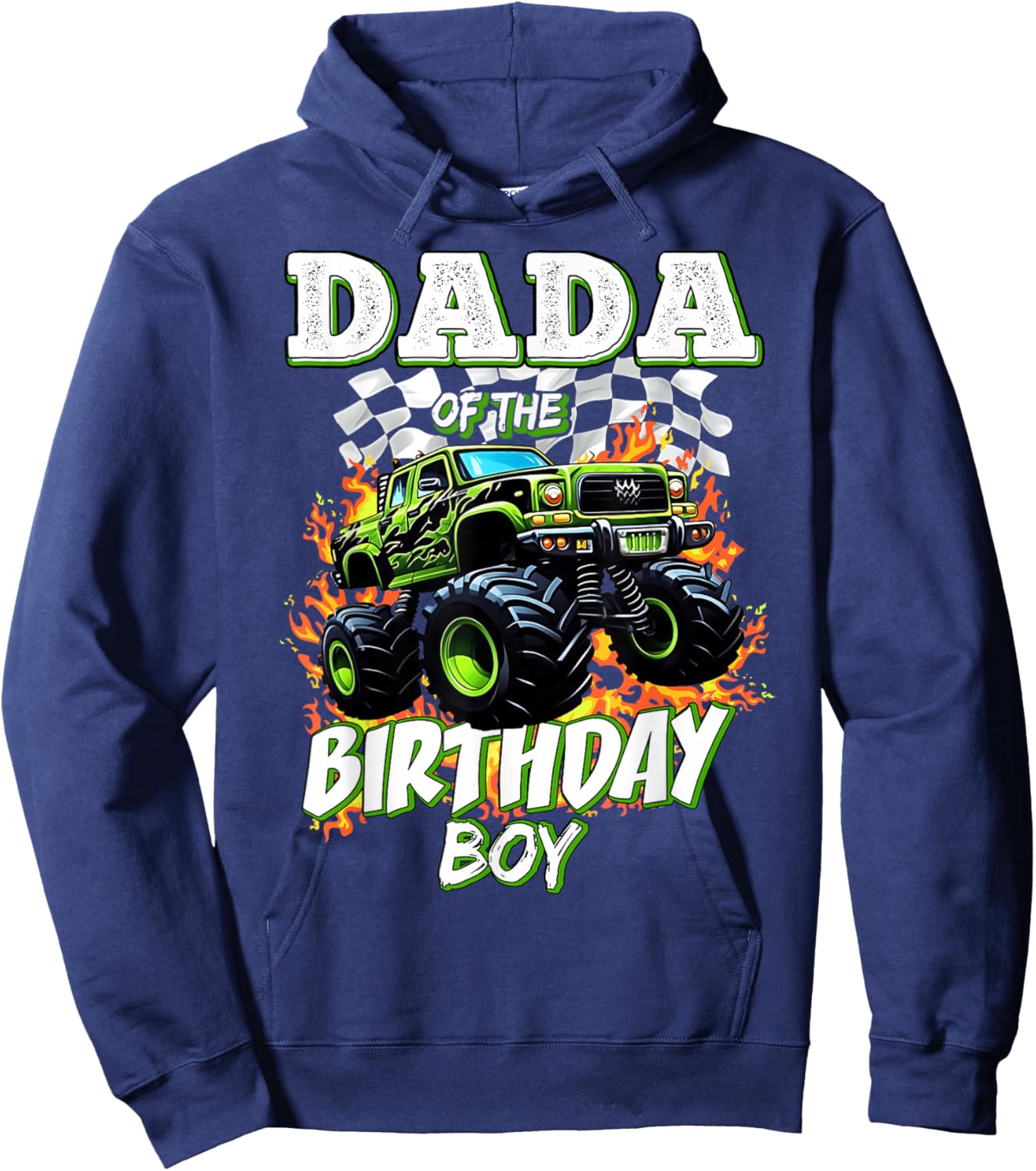 Dada of The Birthday Boy Monster Truck Birthday Kids Hoodie - Hoodie | Navy