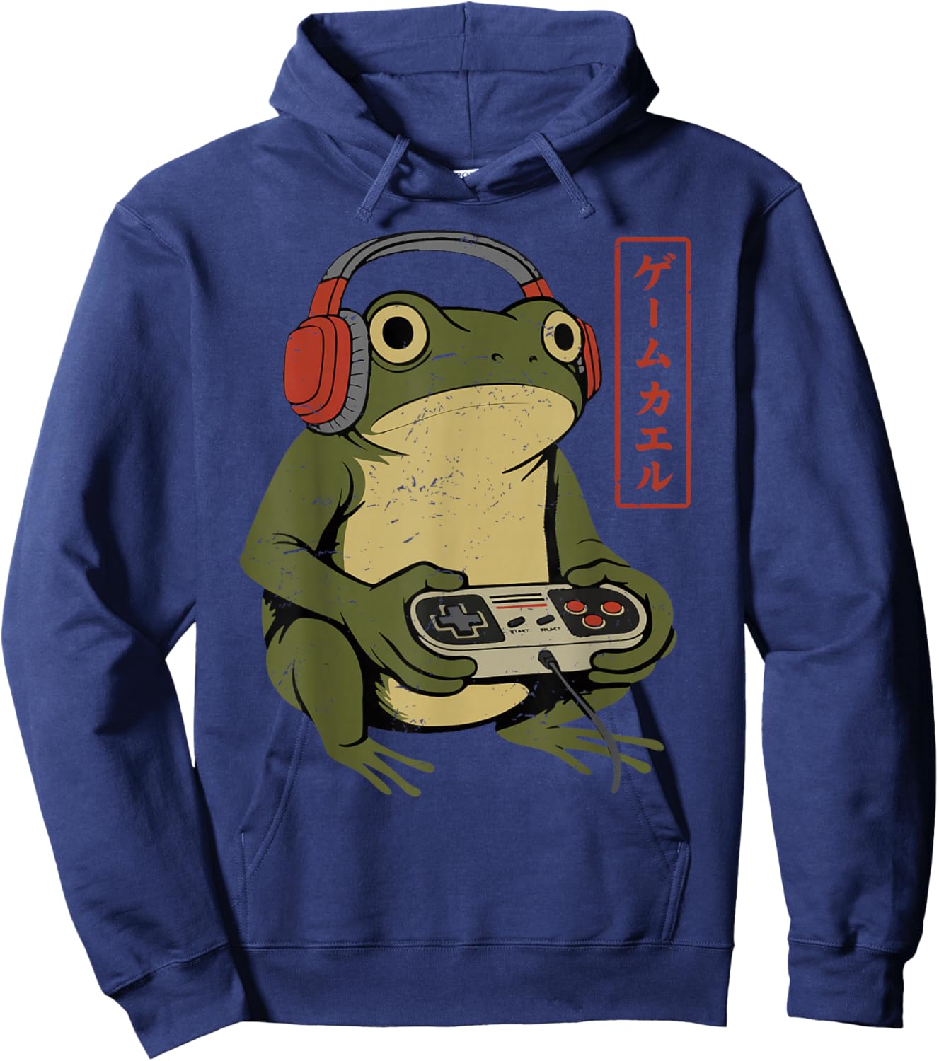 Retro Japanese Gamer Frog Art Men Boys Funny Video Gaming Hoodie - Hoodie | Navy