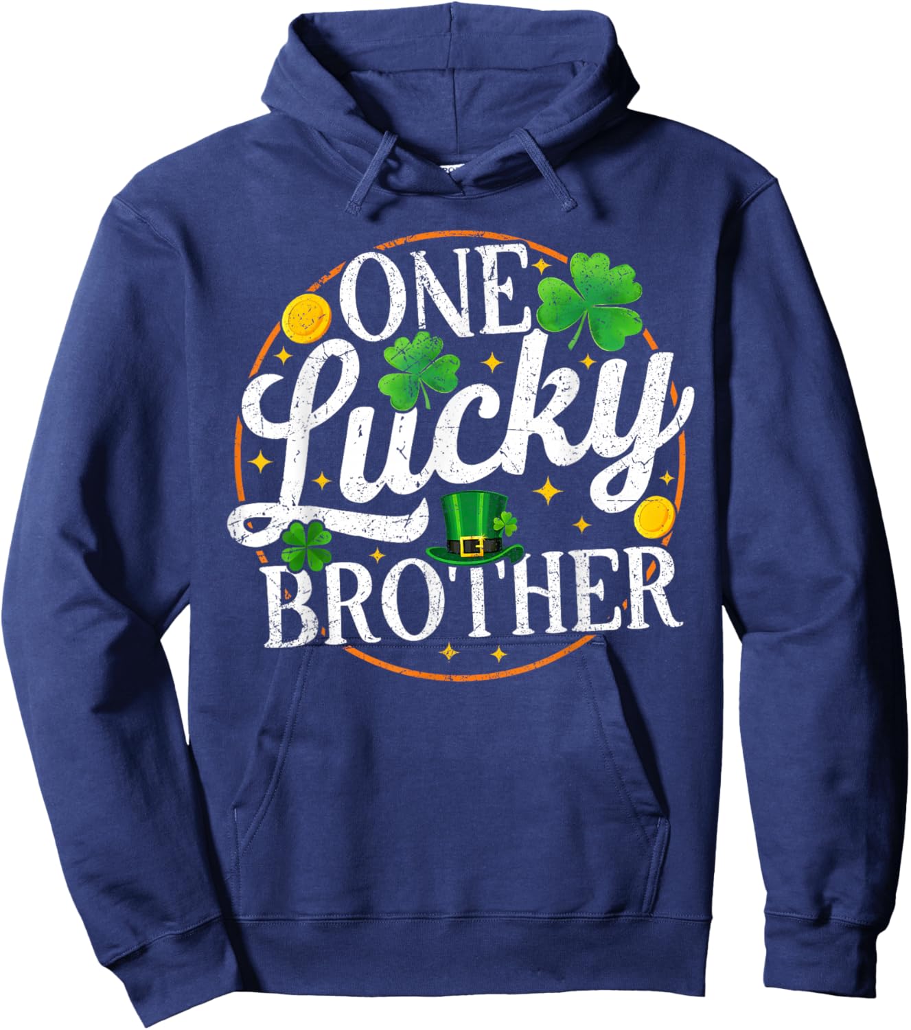 One Lucky Brother St Patricks Day Shamrock Family Matching Hoodie - Hoodie | Navy