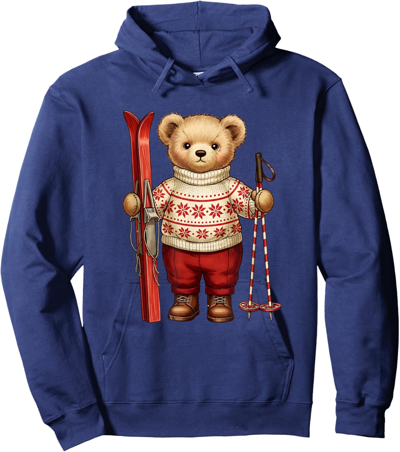 Retro Christmas Ski Bear Vintage Holiday Hoodie - Hoodie | Navy
